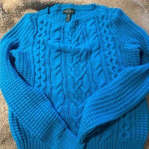 Ralph Lauren Sweater Women’s Petite XS Chunky Cable Fisherman Crewneck Preppy